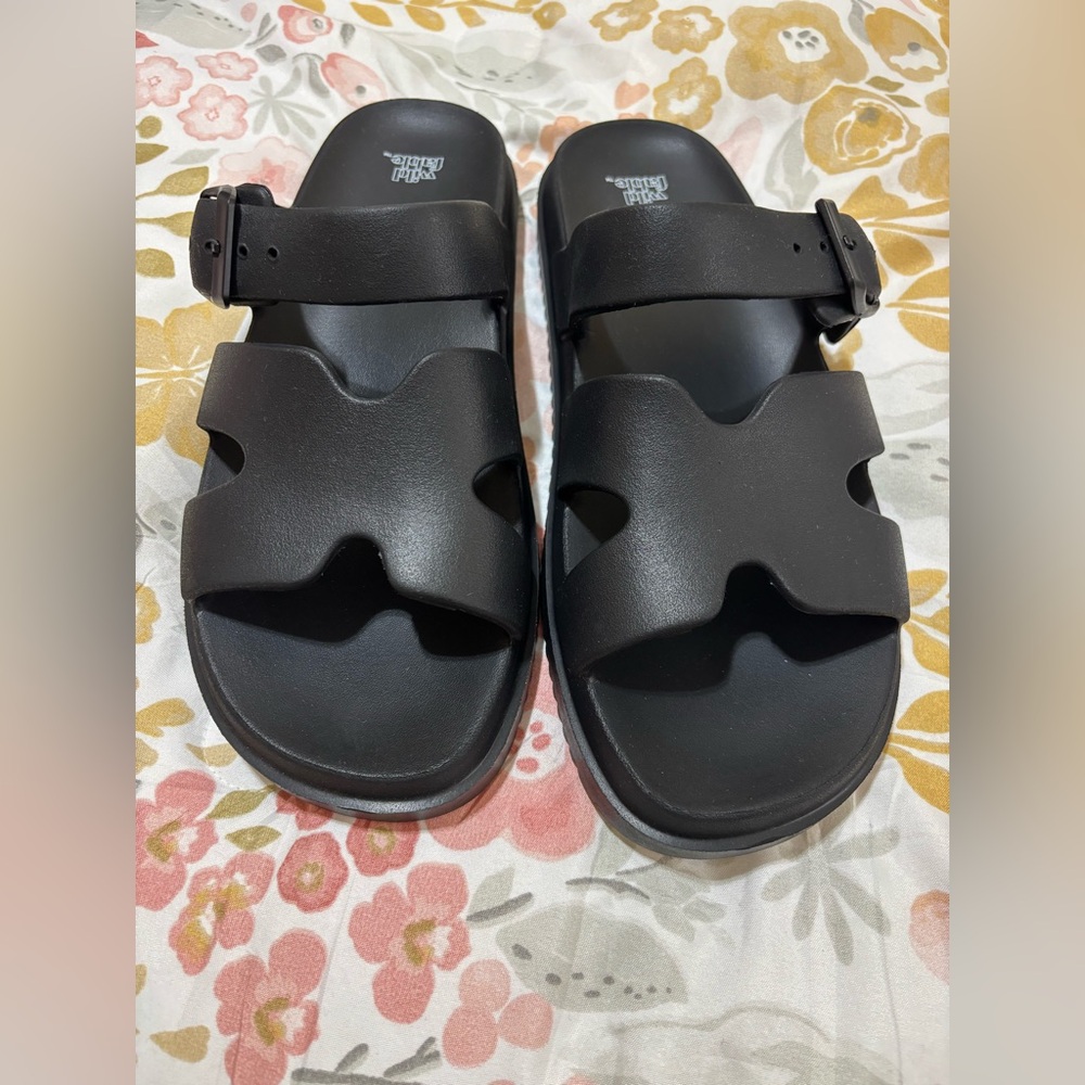 Wild Fable - Black Slip-On Buckle Sandals